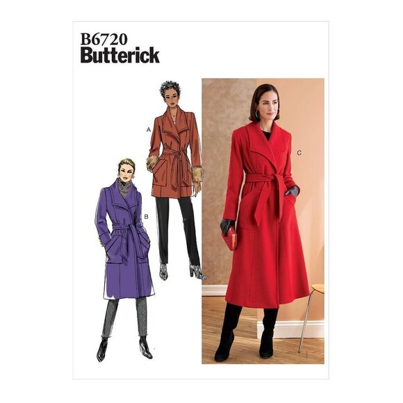 Butterick Sewing Pattern 10343 6720 Misses Coat Belt Size SML-LRG - Picture 1 of 3